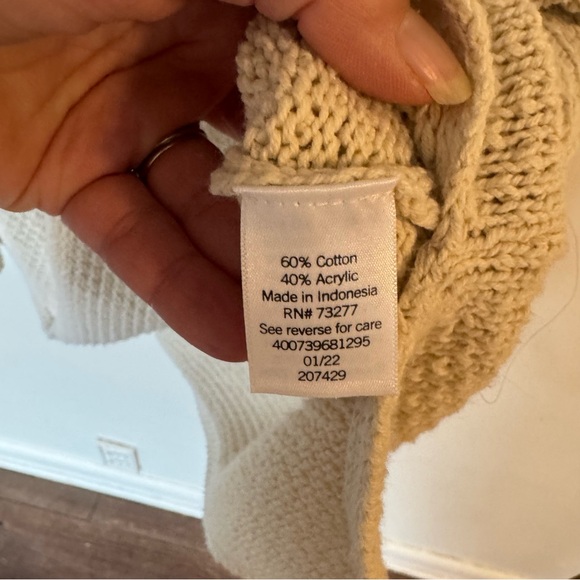 Sonoma ivory knit quarter button pullover oversized sweater size large - Picture 7 of 10